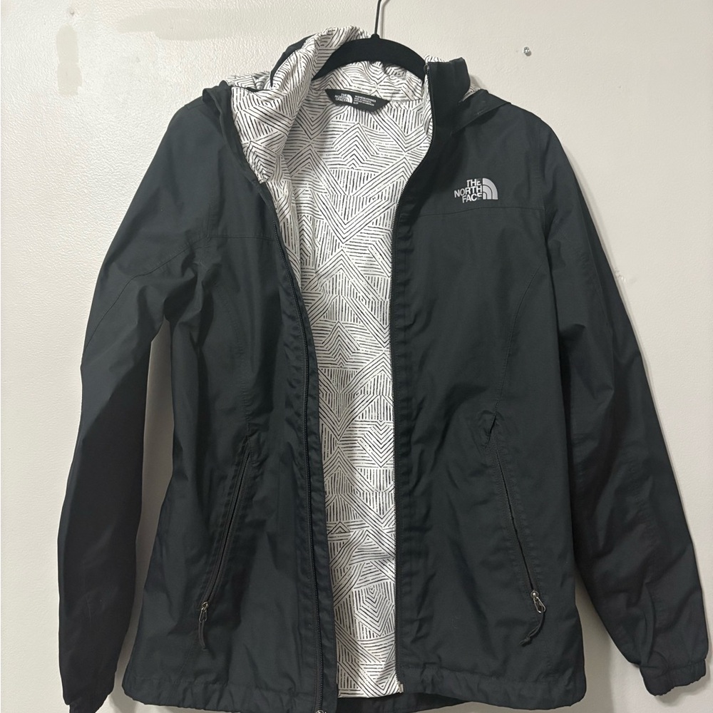 The North Face Black and White Raincoat Patterned Jacket